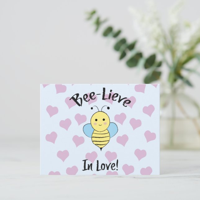 Postal Festiva Cree en el amor abejas (Anverso de pie)