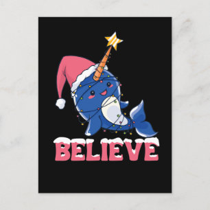 Postal Festiva Creer que los Navidades de Narwhal niegan luces de