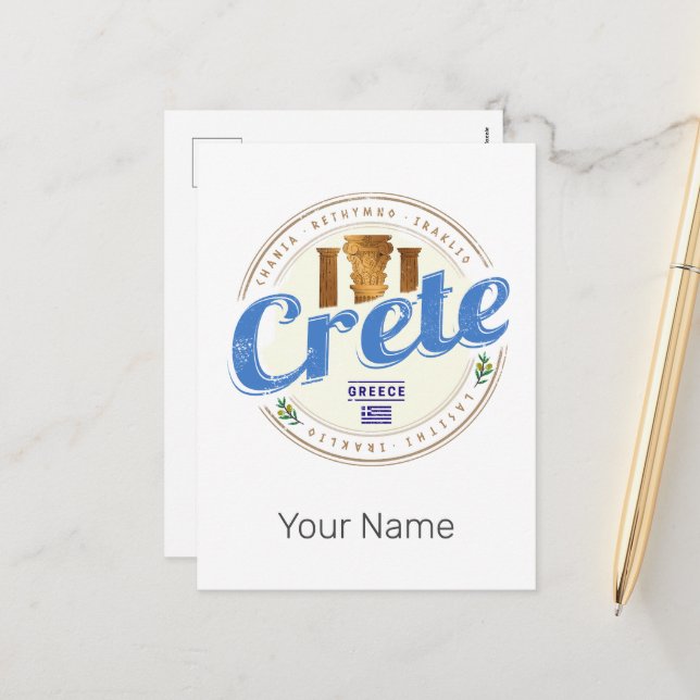 Postal Festiva Creta Island Grecia recuerdo de un viaje de vacaci (Anverso/Reverso In Situ)