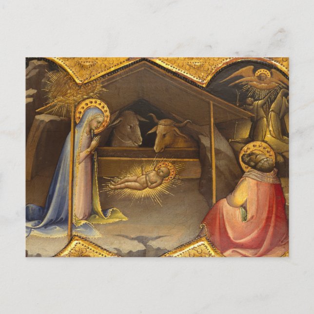 Postal Festiva Crib de la Natividad Bendición Virgen María Infant (Anverso)