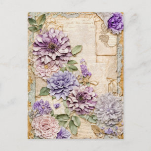 Postal Festiva Crisantemo púrpura elegante chic