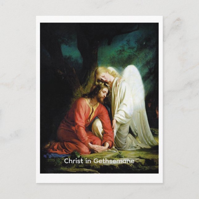 Postal Festiva Cristo en Gethsemane (etiquetado) (Anverso)