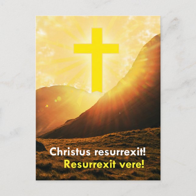 Postal Festiva Cristo ha resucitado Saludo de Pascua  (Anverso)