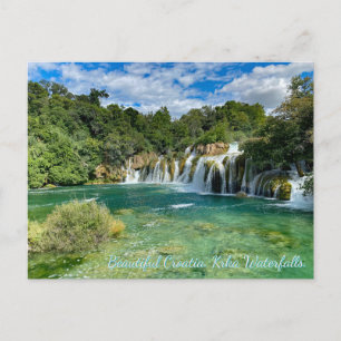 Postal Festiva Croacia, vista panorámica remota de las cataratas 