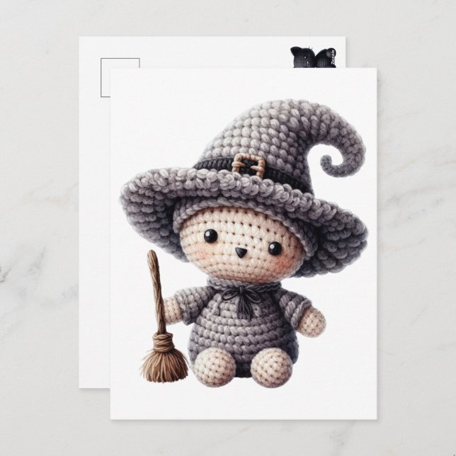 Postal Festiva Crochet Cute Witch (Anverso / Reverso)