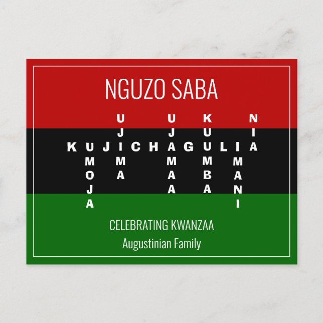 Postal Festiva Crossword NGUZO SABA Kwanzaa (Anverso)