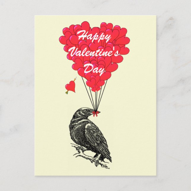 Postal Festiva Crow gothic Valentines (Anverso)