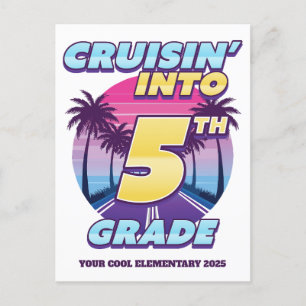 Postal Festiva Cruissin de vuelta a la escuela 5º grado