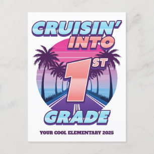 Postal Festiva Cruissin de vuelta a la escuela primer grado