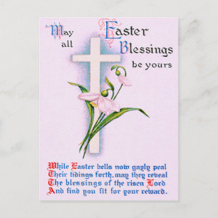 Postal Festiva Cruz Cristiana Lirio de Pascua Poema