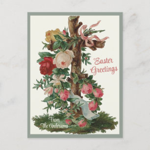 Postal Festiva Cruz cristiana vintage con Pascua Personalizado de