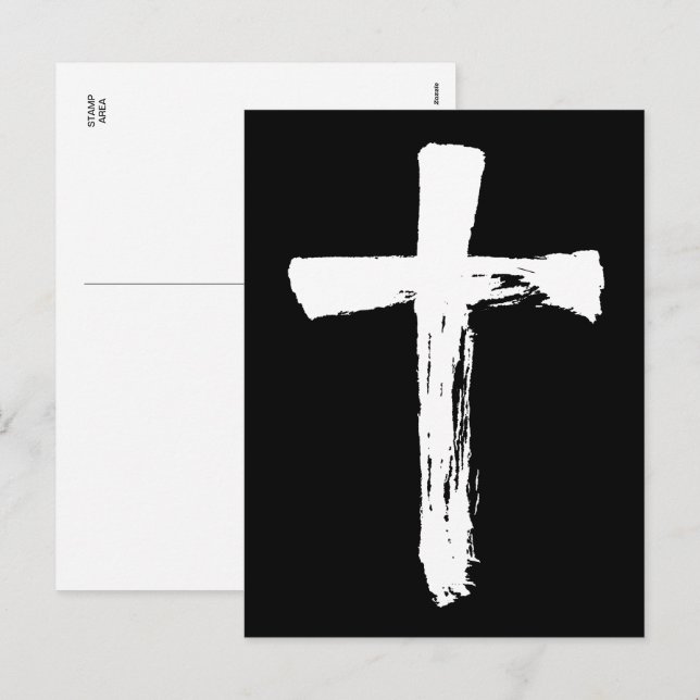 Postal Festiva Cruz de pincel moderna - Crucifijo religioso crist (Anverso / Reverso)