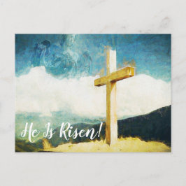 Postal Festiva Cruz De Pintura De Arte Se Levanta Feliz Pascua