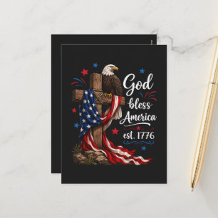 Postal Festiva Cruz Patriótica Dios Bendiga América