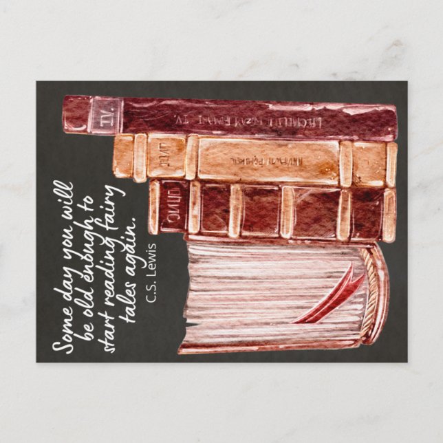 Postal Festiva CS Lewis Libros leyendo (Anverso)