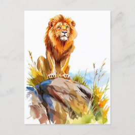 Postal Festiva Cuadros de león sobre una roca
