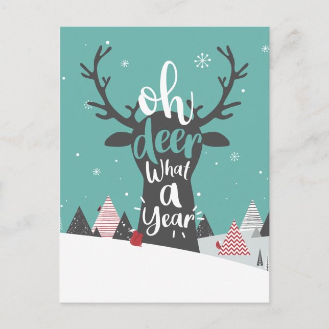 Postal Festiva Cuarentena 2020 Oh Deer What A Year Navidades (Anverso)