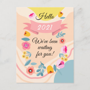 Postal Festiva Cuarentena de Año Nuevo Floral 2021