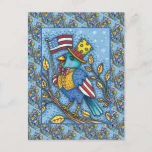 POSTAL FESTIVA CUARTO DEL TUIT BLUEBIRD DE JULIO, LA BANDERA ESTA
