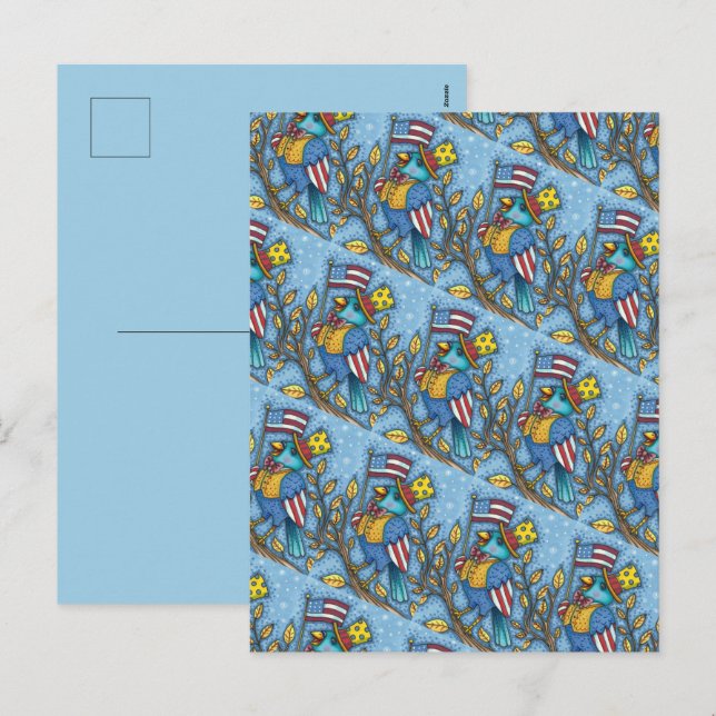 POSTAL FESTIVA CUARTO DEL TUIT BLUEBIRD DE JULIO, LA BANDERA ESTA (Anverso / Reverso)