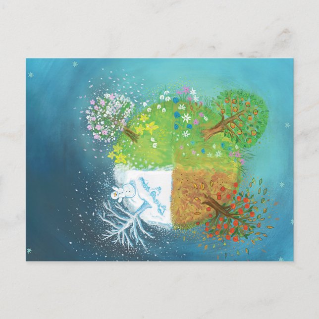 Postal Festiva Cuatro estaciones en la Tierra (Anverso)