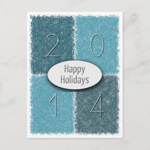 Postal Festiva Cuatro Rectángulos Felices Fiestas 2014 Azul moder