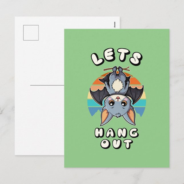 Postal Festiva Cubierta colgada y atardecer retro | Vamos a colga (Anverso / Reverso)