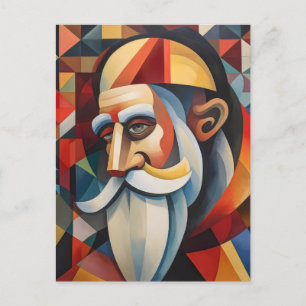 Postal Festiva Cubism Santa Claus