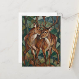 Postal Festiva Cubist Style Reindeer Postcard