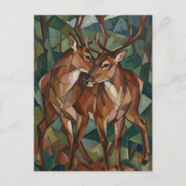 Postal Festiva Cubist Style Reindeer Postcard
