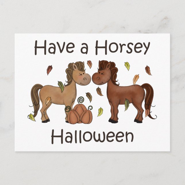 Postal Festiva Cué tiene un caballo de Halloween (Anverso)