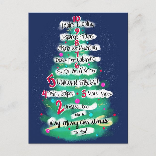 Postal Festiva Cuenta regresiva de Navidades de ropa (Anverso)