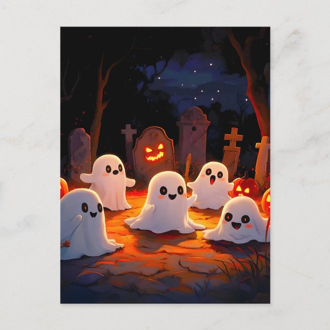 Postal Festiva Cuentos de fantasmas espeluznantes a la luz de la  (Anverso)