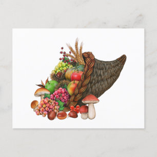 Postal Festiva Cuerno de abundante cosecha otoñal - Frutas, verdu
