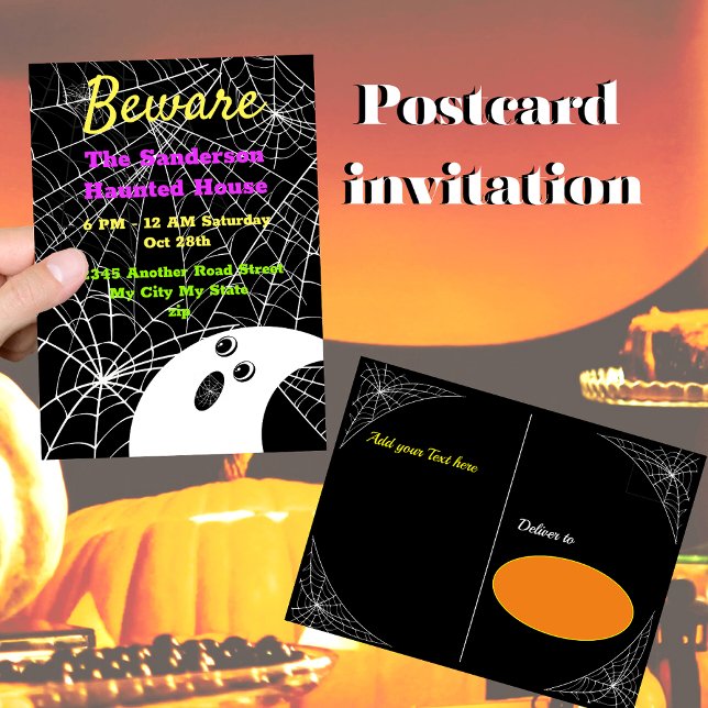 Postal Festiva Cuidado Black Spider Weds Fantasma Halloween Party (Subido por el creador)