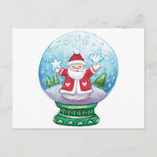 Postal Festiva Cuidados Navidades Snowglobe Santa Claus, Estrella