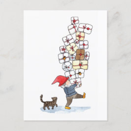 Postal Festiva Cuidados Navidades suecos de tomate acuarela