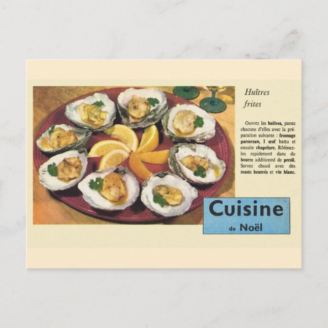 Postal Festiva Cuisine de Noel, Huitres frites, (Anverso)