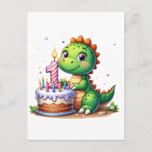 Postal Festiva Cumpleaños 1º de Dino (Anverso)