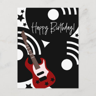 Postal Festiva Cumpleaños de guitarra eléctrica estrella de rock 