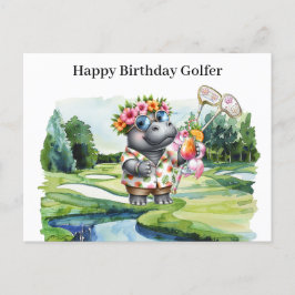 Postal Festiva Cumpleaños de Hawaii Golfer