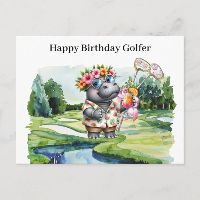 Postal Festiva Cumpleaños de Hawaii Golfer (Anverso)