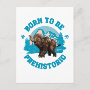 Postal Festiva Cumpleaños de niños prehistóricos mamut bebé lindo