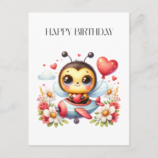Postal Festiva Cumpleaños de piloto abeja (Anverso)