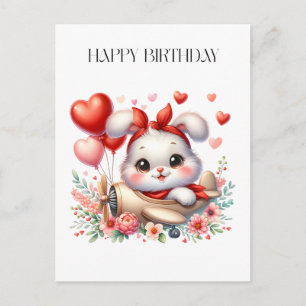 Postal Festiva Cumpleaños de piloto conejito
