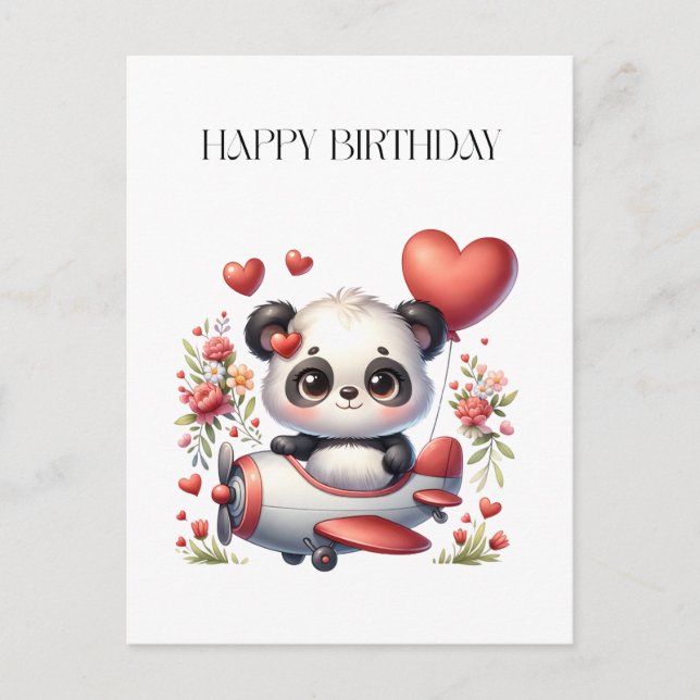 Postal Festiva Cumpleaños del piloto panda (Anverso)