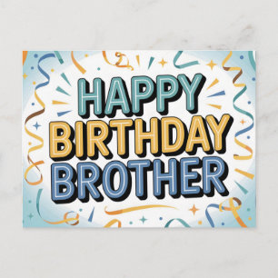Postal Festiva Cumpleaños feliz hermano moderno en azul turquesa