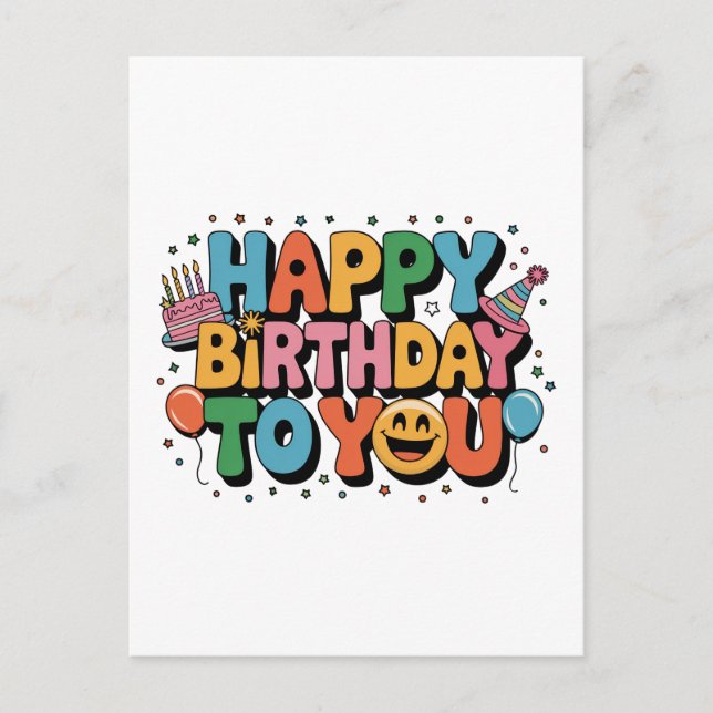 Postal Festiva Cumpleaños Feliz Sonriente (Anverso)