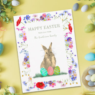 Postal Festiva Cumpleaños Personalizado Feliz Pascua Conejito Ado