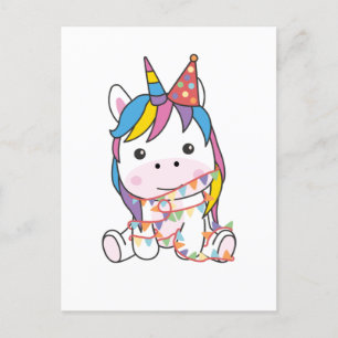 Postal Festiva Cumpleaños Unicornio Para Los Niños Feriado De Cum